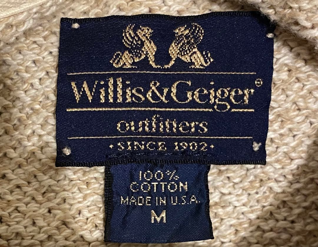 80s USA製 Willis & Geiger 前V コットン ニット
