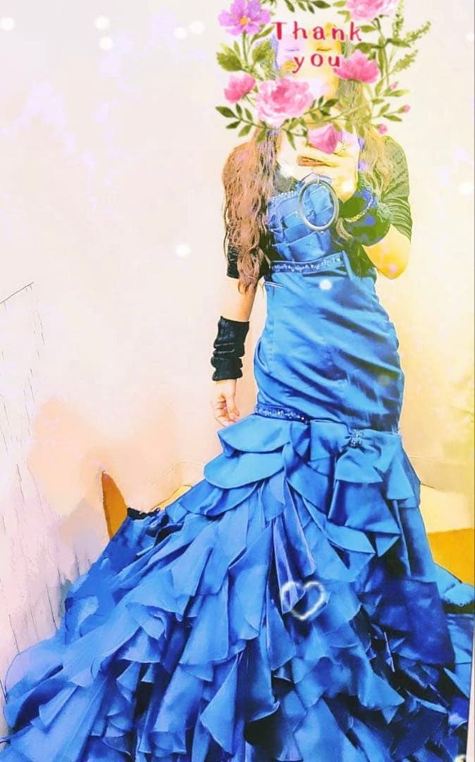 京都クラウディア ドレス ロイヤルブルー マーメイドライン フリル