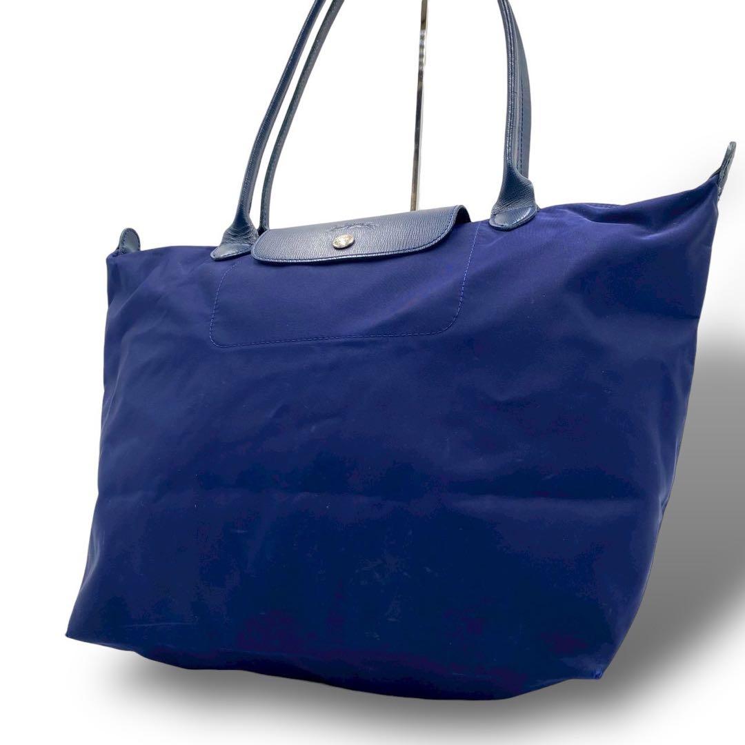 Longchamp トートバッグ ルプリアージュ ネオ M 肩掛け ネイビー