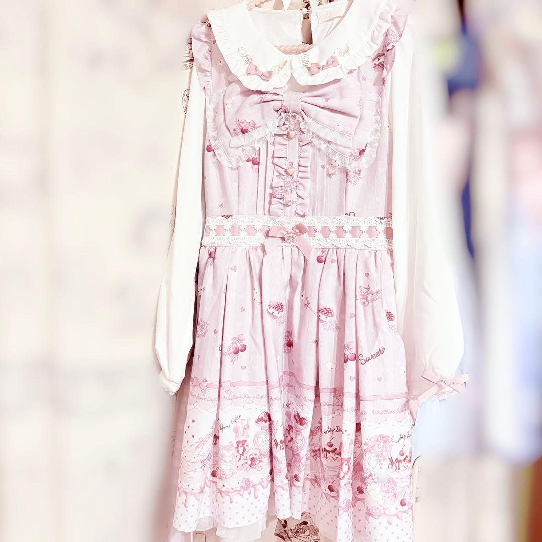 リズリサ WhipBearHomeCafe柄ワンピース ピンク lizlisa - メルカリ