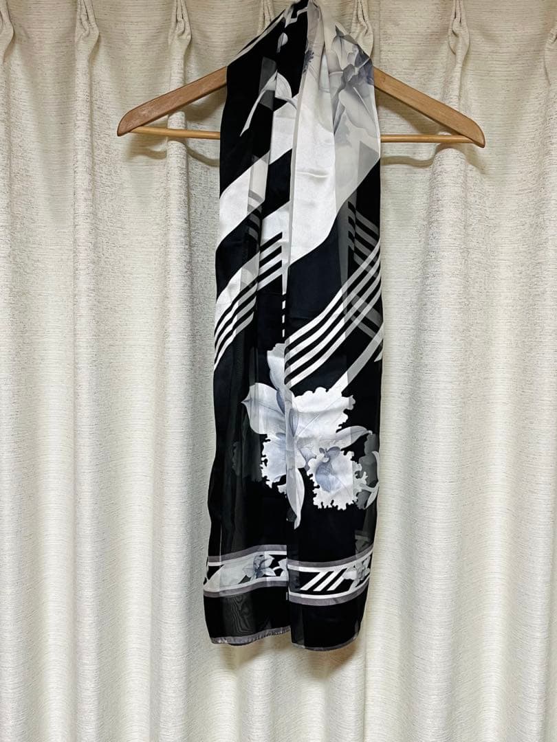 サリー様専用LEONARD レオナール シルク花柄ストール ブラック