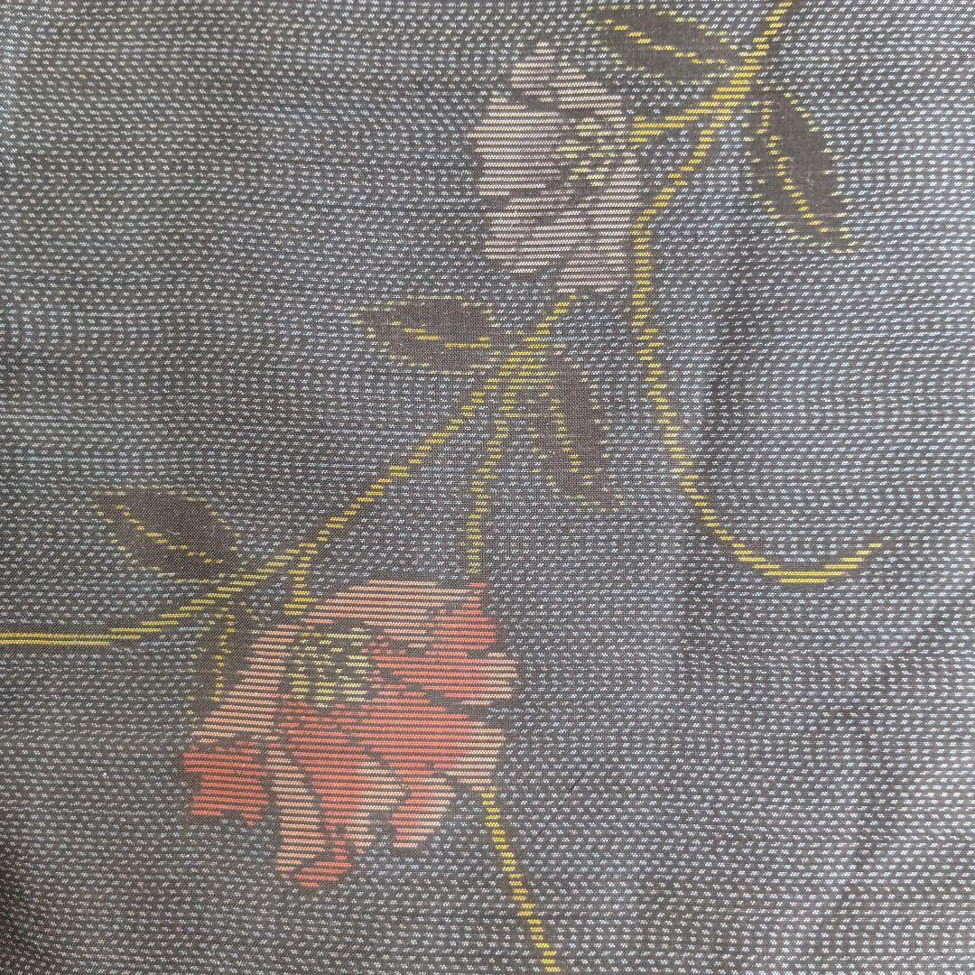 着物リメイク＊藍泥系本場大島紬 花柄＊ノースリーブテント型フレア