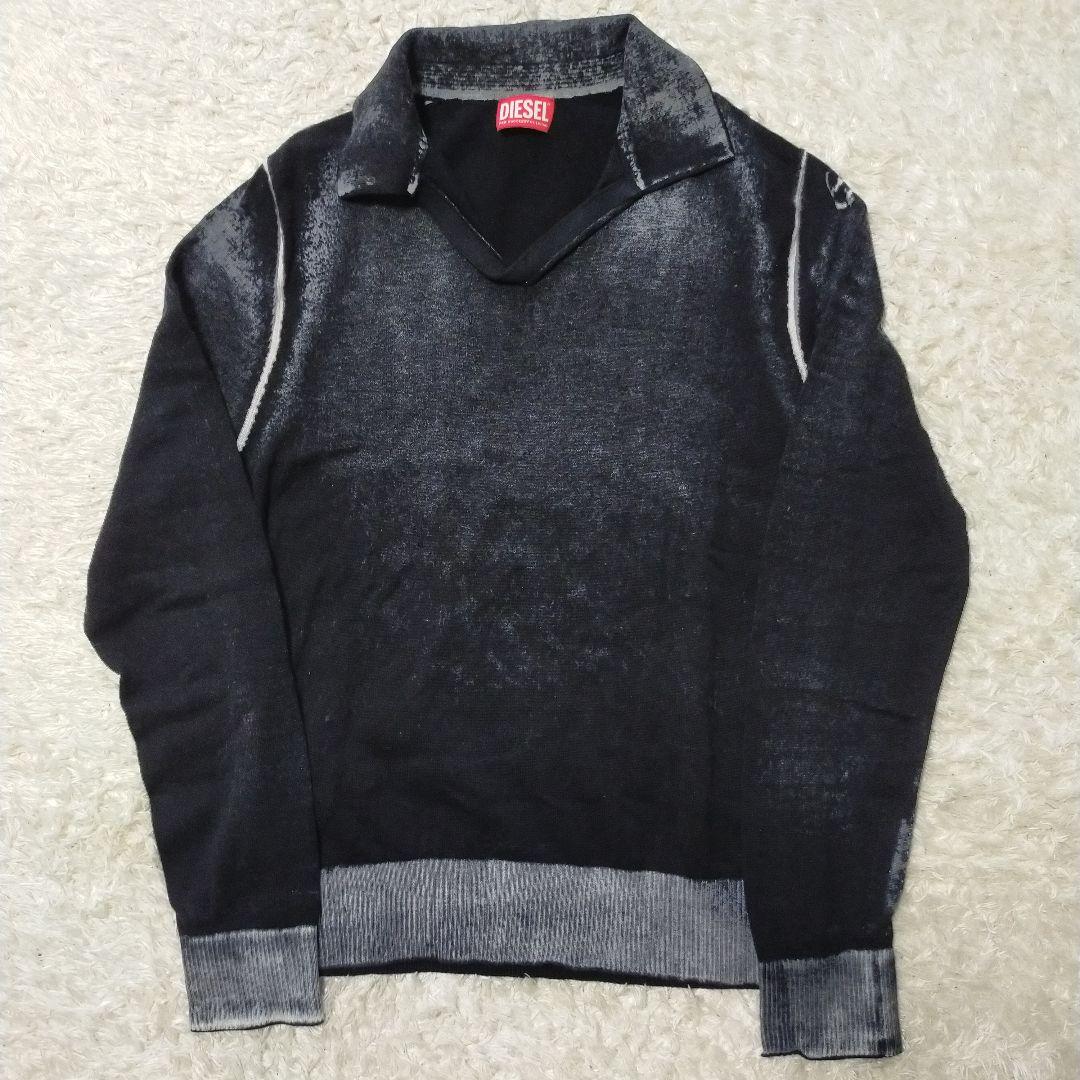 深水光太着用】DIESEL K-Lorenzo ニットポロシャツ ブラック 黒