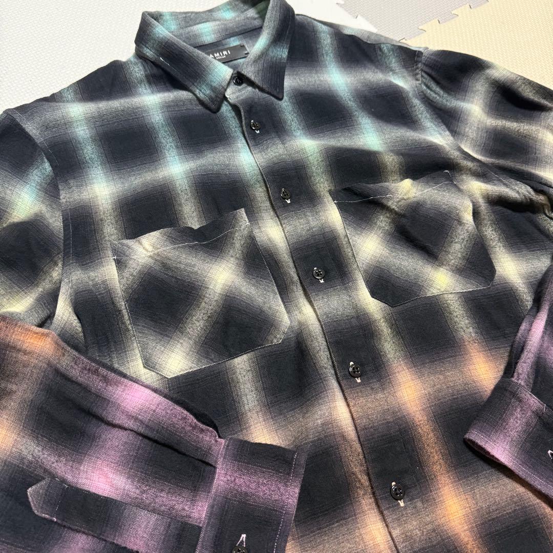 レア】AMIRI 19SS グラデーション チェックシャツ M アミリ