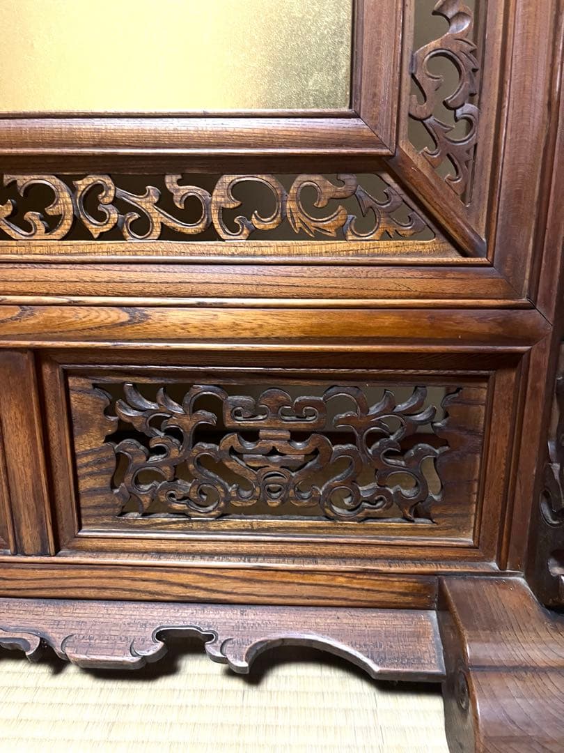 衝立 金に虎と松の絵 和風衝立 間仕切り アンティーク 年代物