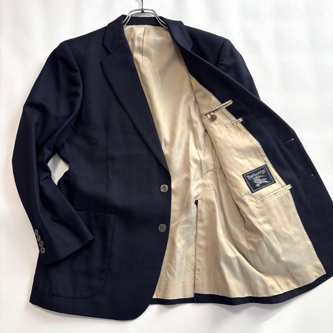 バーバリー 銀ボタン テーラードジャケット Sサイズ 紺ブレ タスマニア