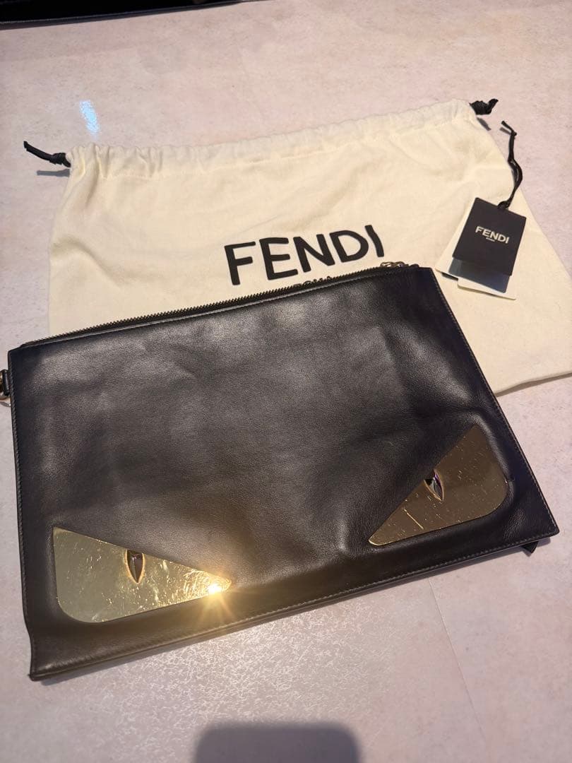 FENDI モンスター バグズ セカンドバッグ クラッチバッグ レザー