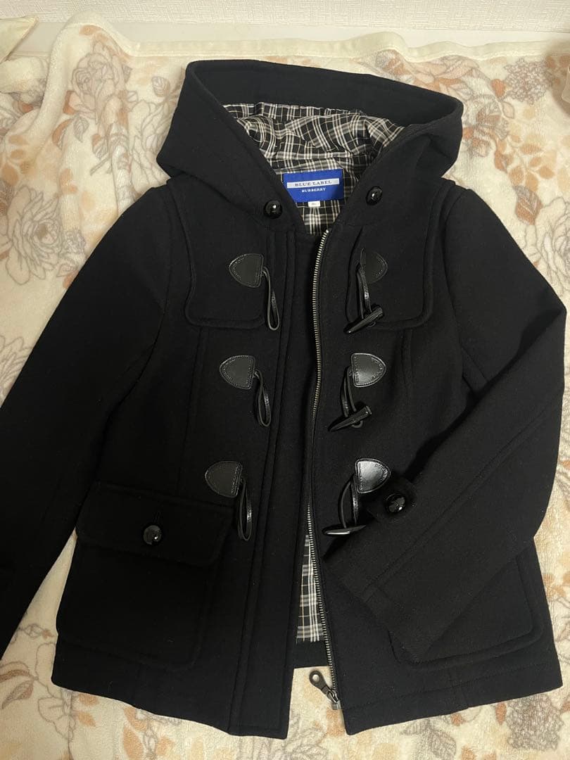 BURBERRY BLUE LABEL ダッフルコート 黒 中古・古着通販】BURBERRY BLUE LABEL (バーバリーブルーレーベル
