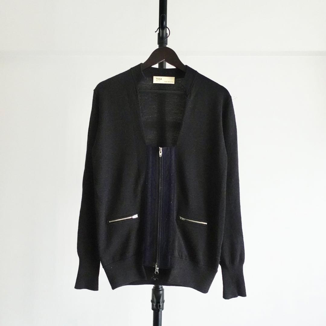 TOGA PULLA ウール ベルテッドニットジャケット ブラック トーガプルラ