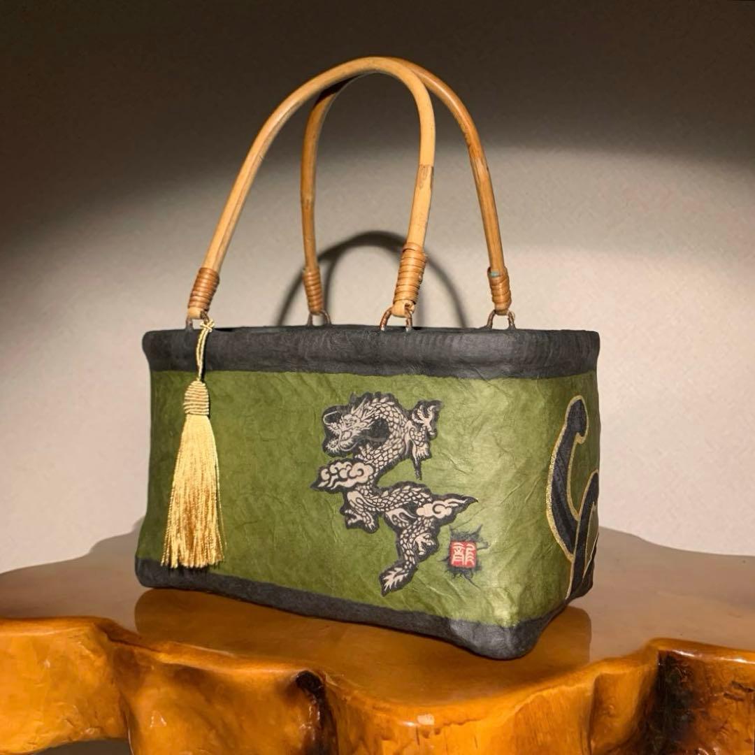 な*お様 ＊一閑張りバッグ（龍神）柿渋染 和た紙あそび・一閑張りBAG✨教室】 4年程前にご参加くださったお客様