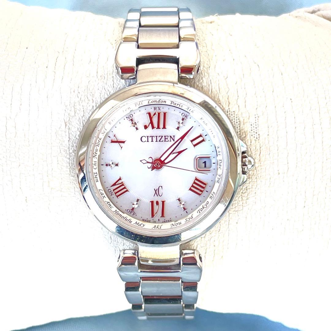 美品❣クロッシーxC 電波ソーラー ハッピーフライト 白文字盤 H240 稼働