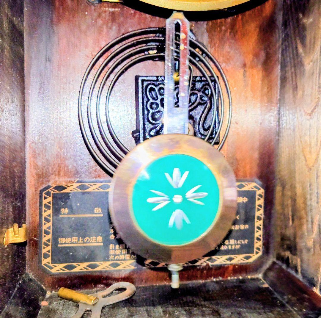 完動・美品〉栄計舎 OCCUPIED JAPAN 本打式宮型ゼンマイ振り子