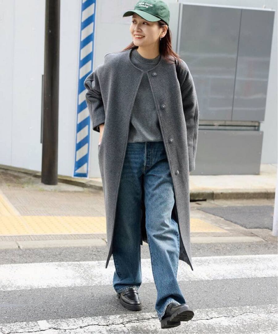 【美品】JOURNAL STANDARD スーパー140ビーバーノーカラーコート 追加2》スーパー140ビーバーノーカラーコート（ノーカラーコート