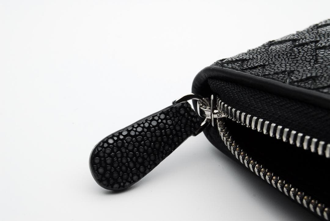 新品】スティングレイ ガルーシャ エイ革 ブラックレザー 編み込み 長