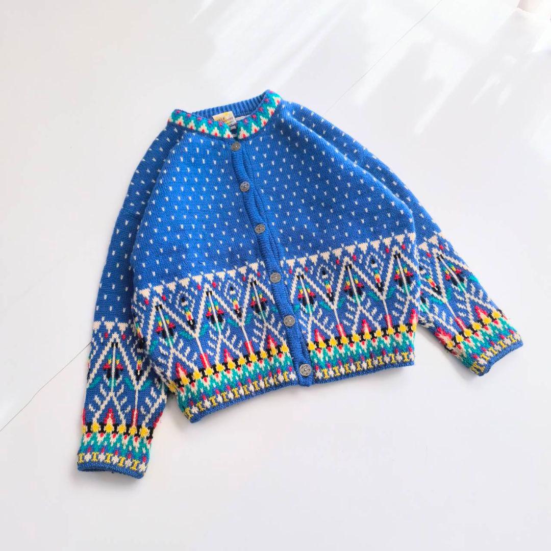 ダーレオブノルウェー ノルディックカーディガン チロリアンニット 花