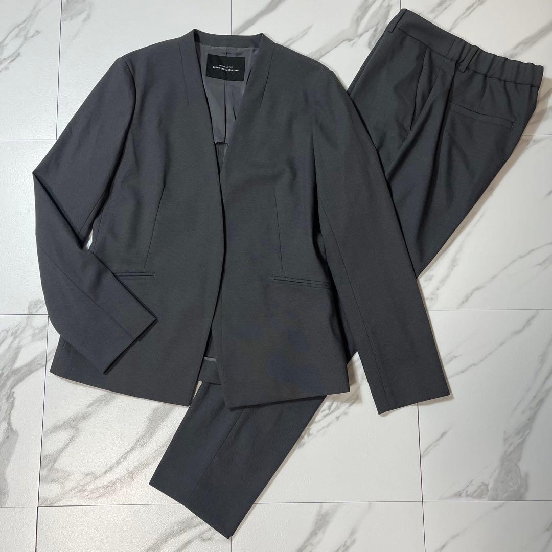 極美品 グリーンレーベルリラクシング 洗える パンツスーツ セットアップ L green label relaxing（グリーンレーベルリラクシング） カジュアル