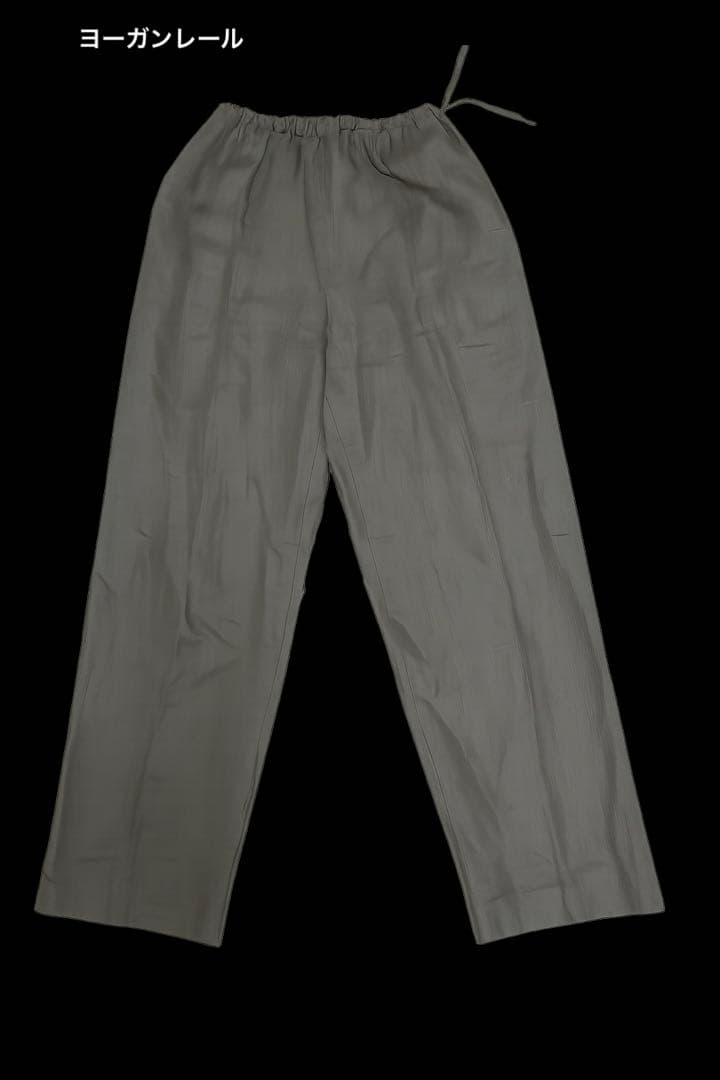 ヨーガンレール リネン100％ イージーパンツ M カーキグレー ウエスト