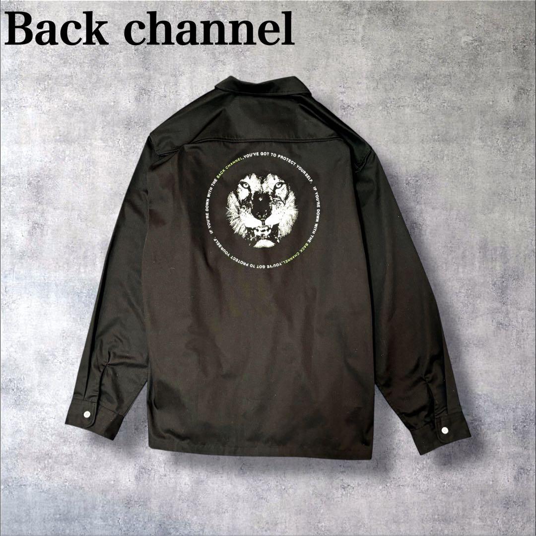 Bunzou！希少▲バックチャンネル ワークシャツ 黒 ライオン 背面プリ Back Channel バックチャンネル GIRL TEE (WHATZIS 25TH ANNIVERSARY