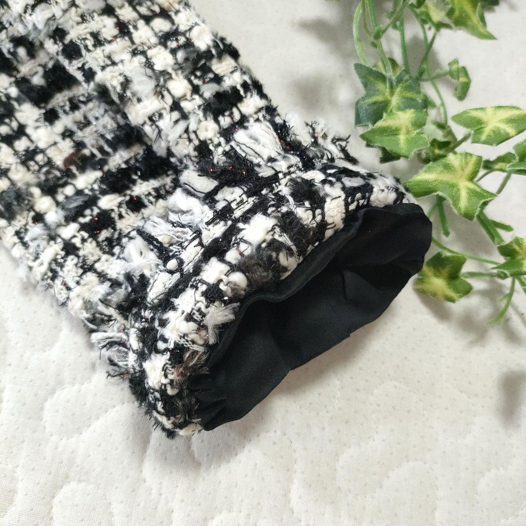 極美品✨セオリーリュクス ミックスラメツイード ノーカラーコート 白