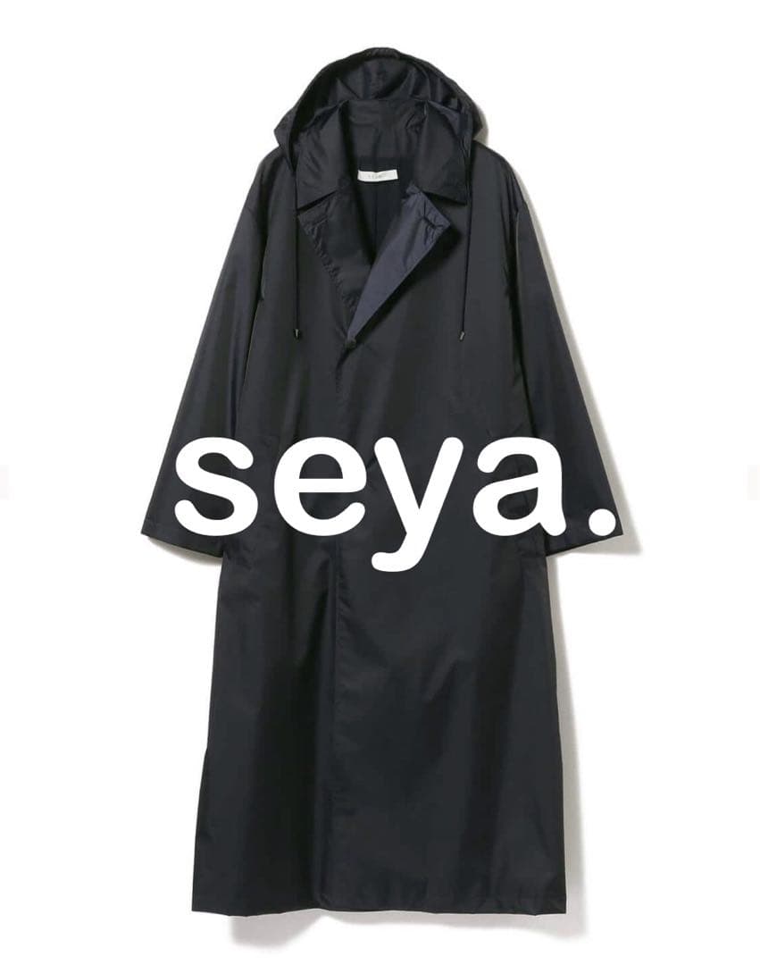 seya. ナイロン ロング コート セヤ オーバーサイズ ネイビー - メルカリ