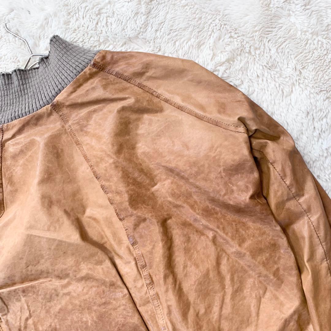 GIORGIO BRATO レザー ジャケット 袖リブ 鳥 42サイズ ブラウン - メルカリ