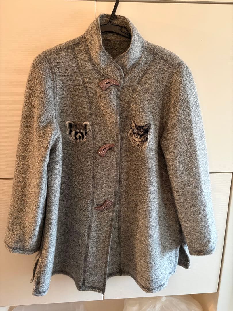 美品 伊太利屋 ITALIYA モヘア混ウールロングカーディガン サイズ13