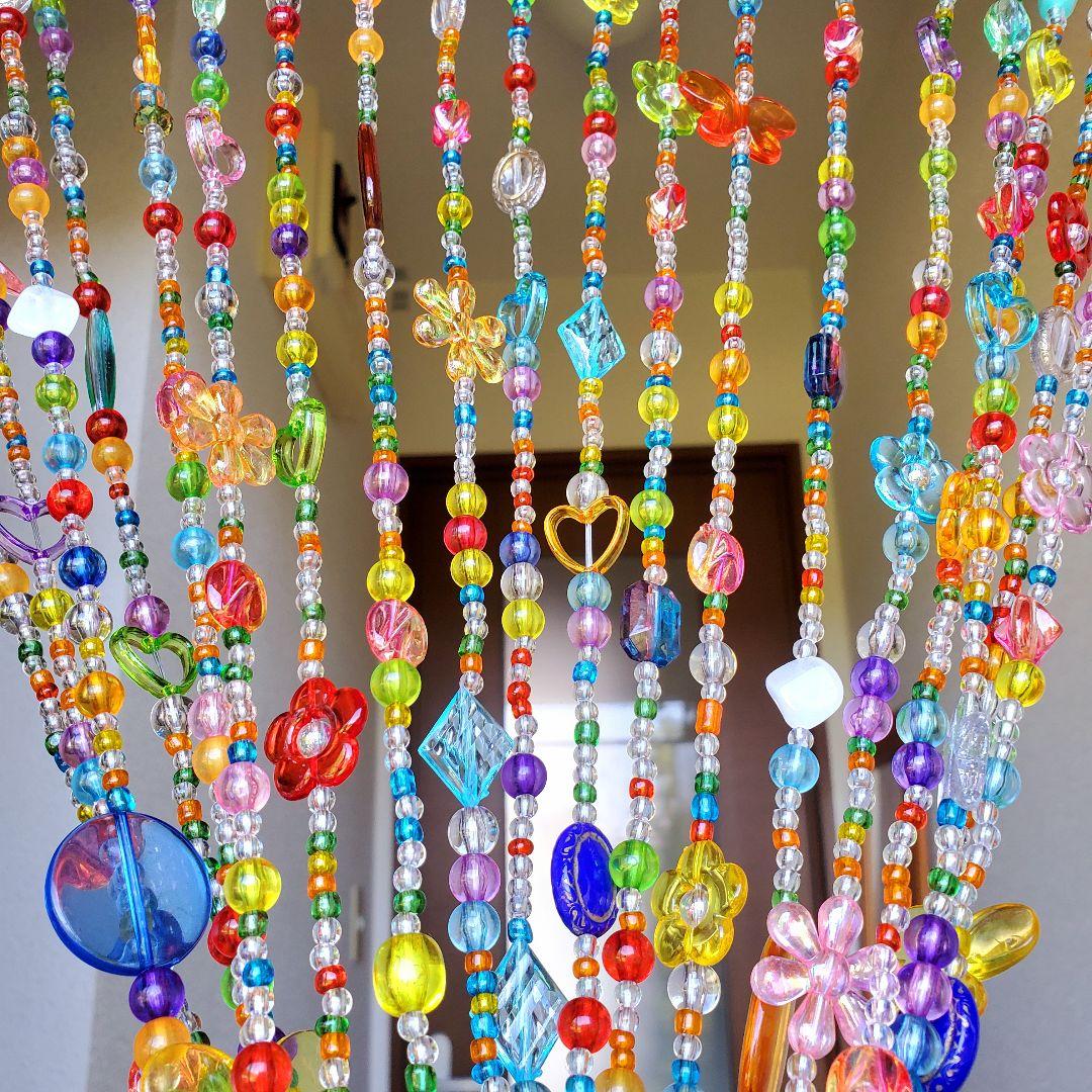 ビーズカーテン ビーズ のれん レトロ ポップ サンキャッチャー カフェ