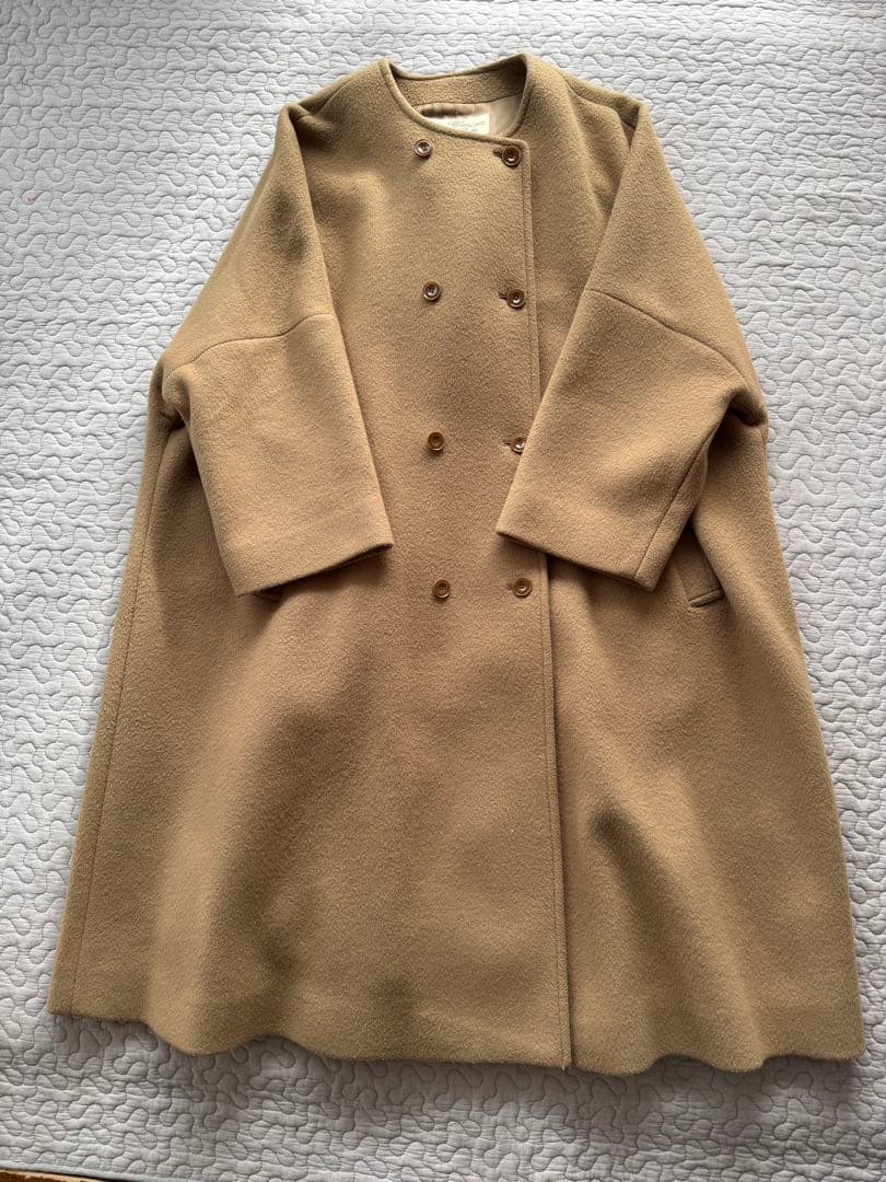 ネストローブ　nest Robe　二重織りビーバーノーカラーコート nest Robe - 美品 nest Robe ネストローブ ダブルブレスト 二重織