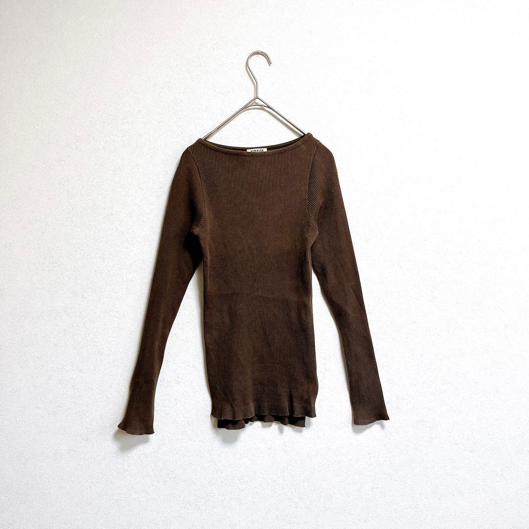 オーラリー ロンハーマン ギザボートネック リブニット プルオーバー