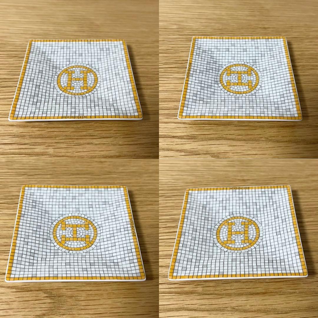 ゴールド カレ No1 トレイ プレート 皿 HERMES エルメス モザイク
