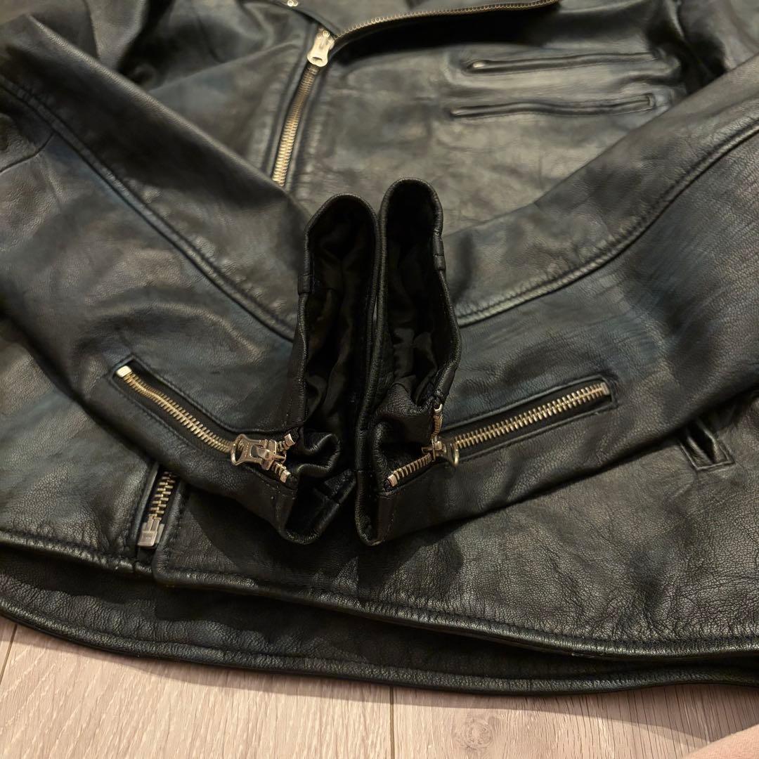 希少5L/完売品 フリーダムレザー 本革 ダブルライダースジャケット