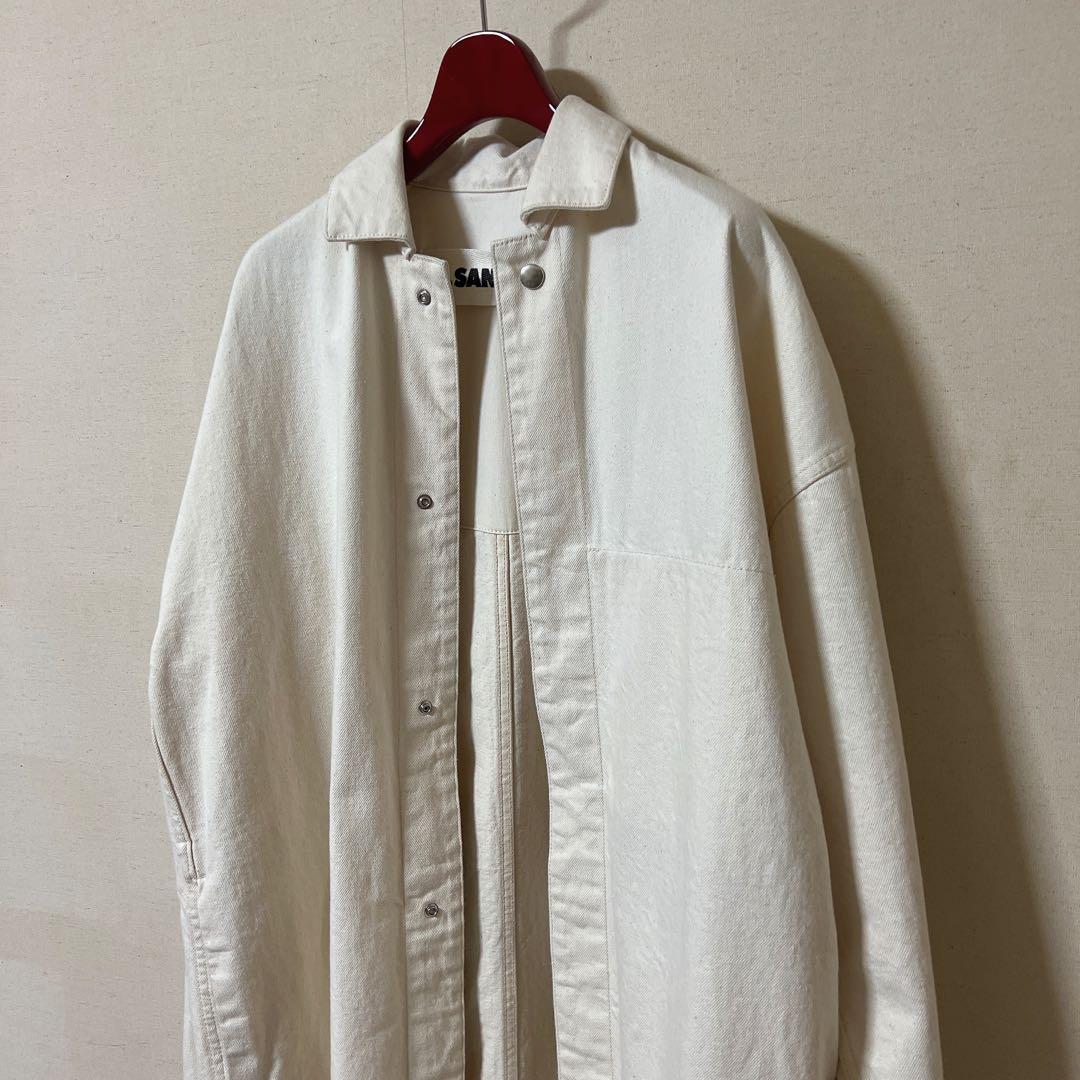 JIL SANDER + White Denim Coat ステンカラーコート - メルカリ