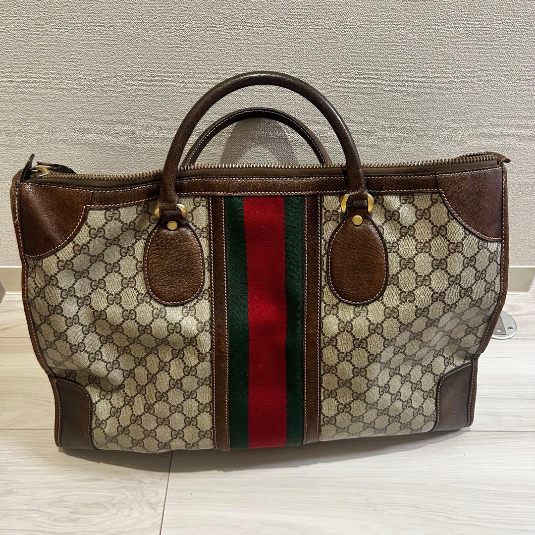 Gucci ボストンバッグ ベージュ/グリーン/レッド