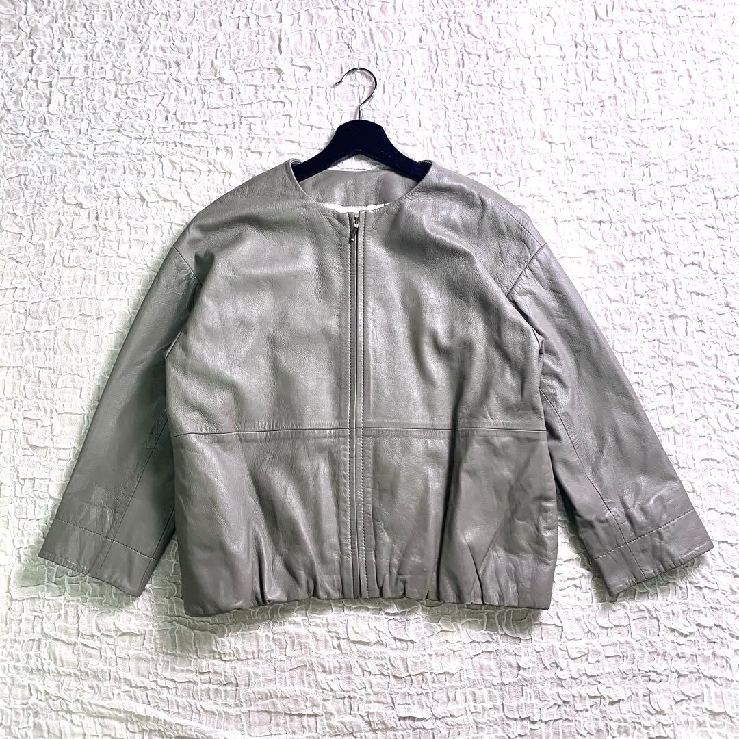 BEARDSLEY ビアズリー レザーブルゾン カーキ 羊革 - メルカリ