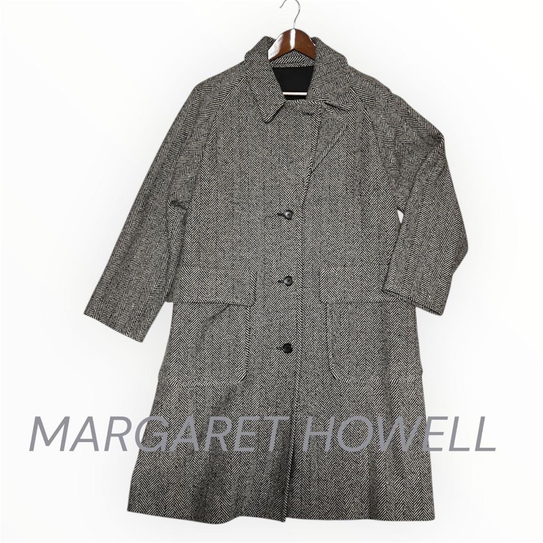 MARGARET HOWELL ヘリンボーン チェスターコート グレーサイズL