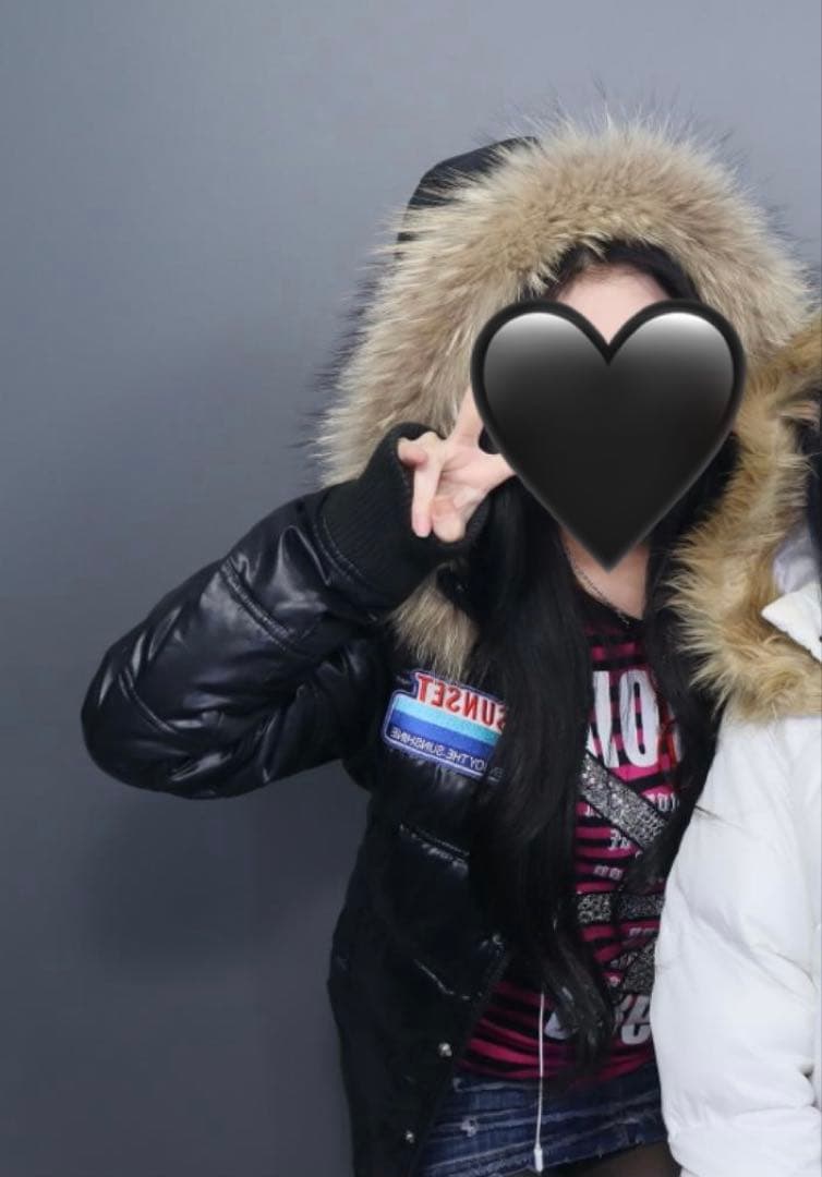 y2k archives グランジ ファーダウン ダウンジャケット ワッペン