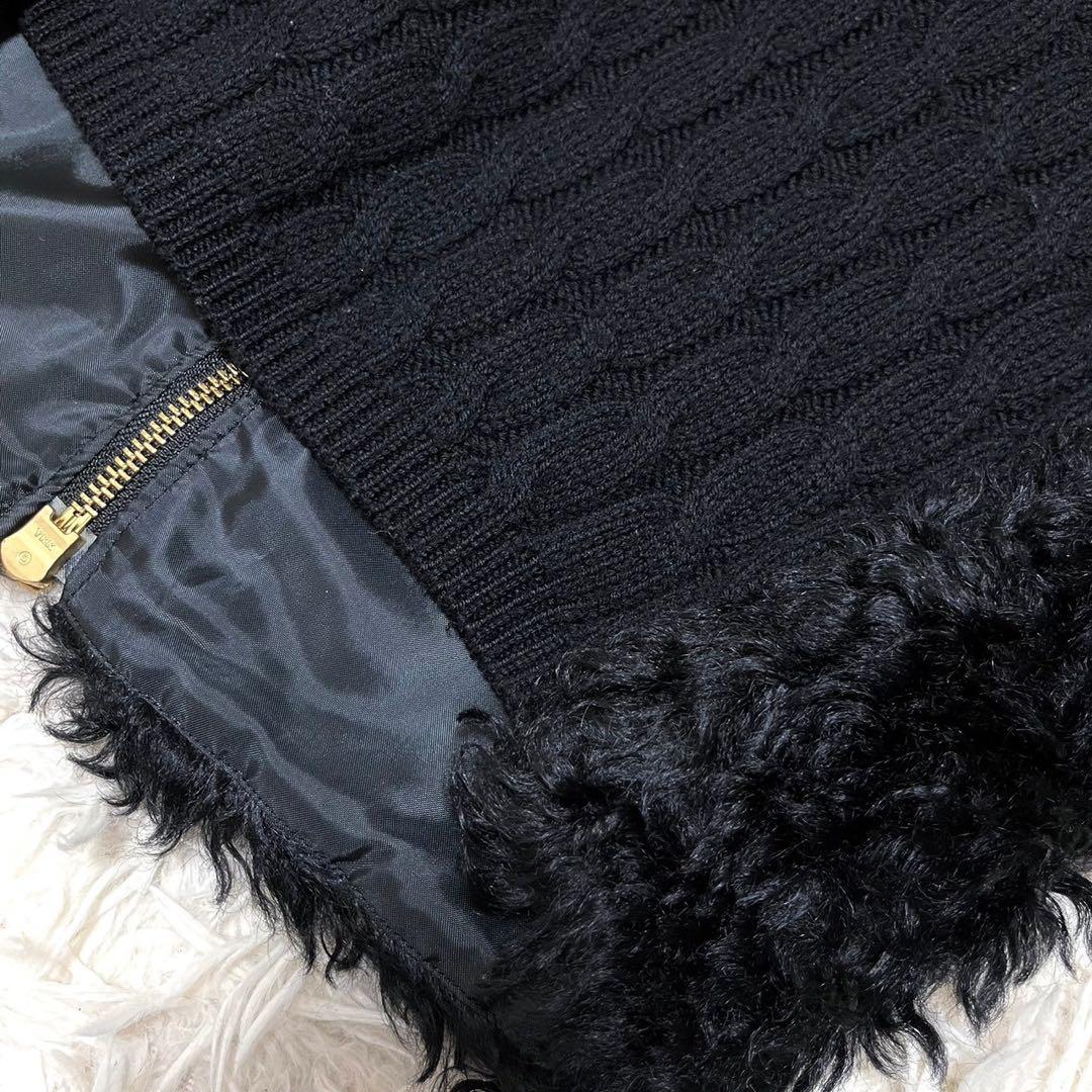 未使用級✨自由区 テディファーコンビニットカーディガン 異素材