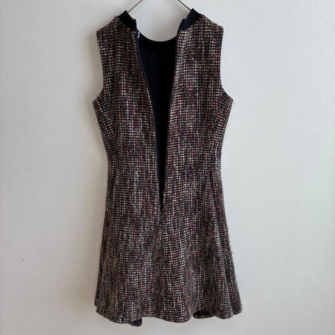 クリスチャンディオール】ワンピース ノースリーブ ツイード ラメ