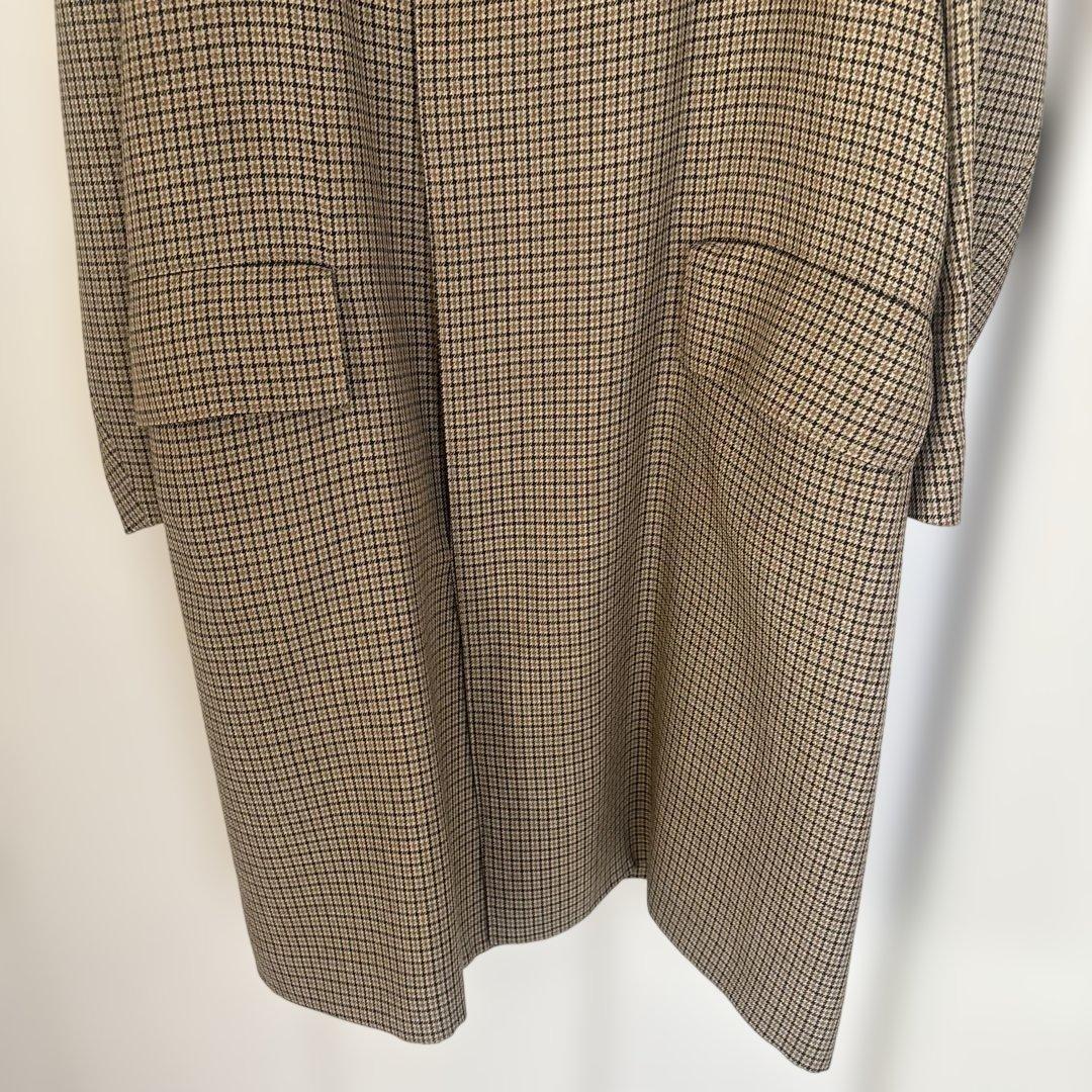 AURALEE ガンクラブチェック、ステンカラーコート 茶ベージュ系