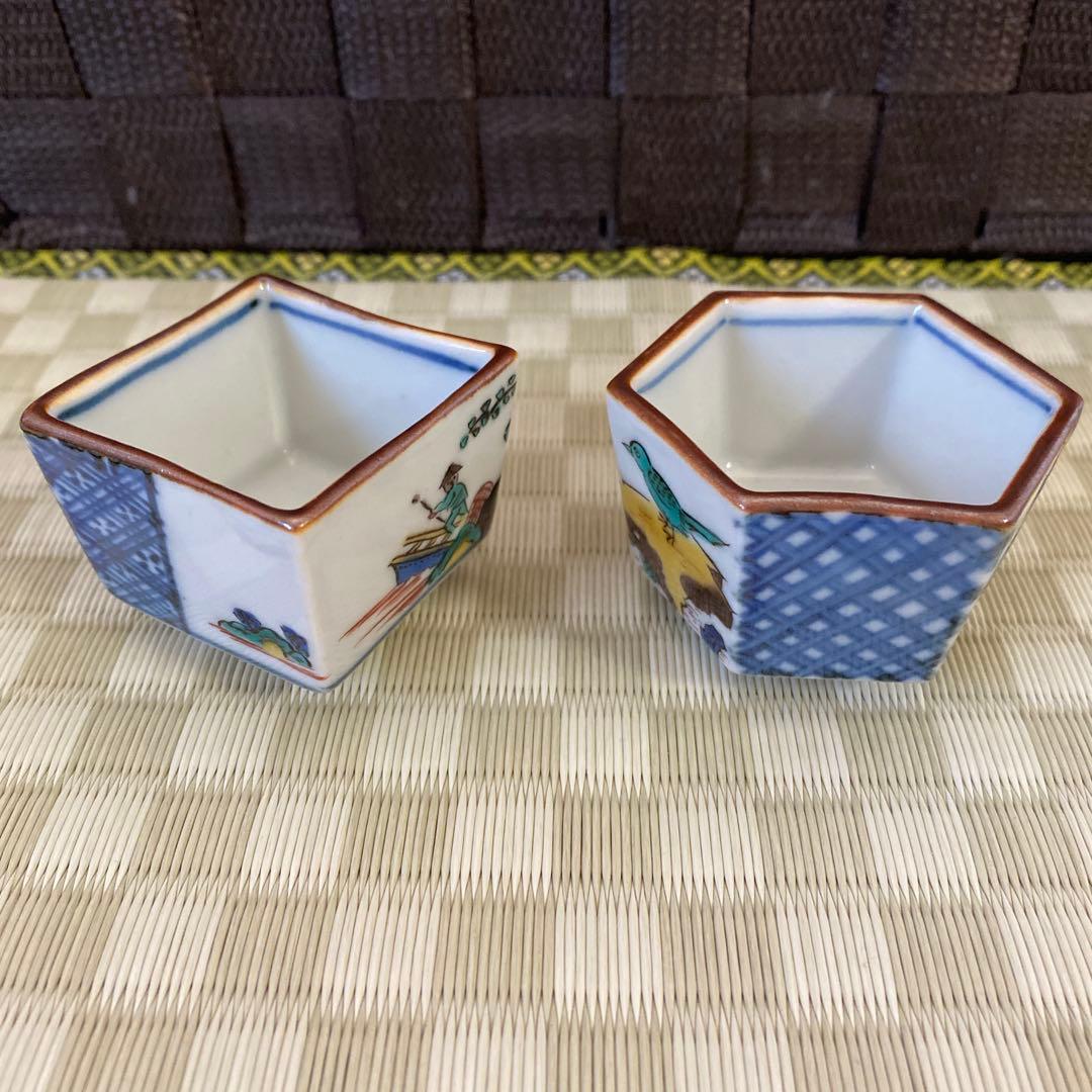 宮本忠夫作　倣古九谷　角銚子・泰山造　倣古九谷　酒盃　九谷焼