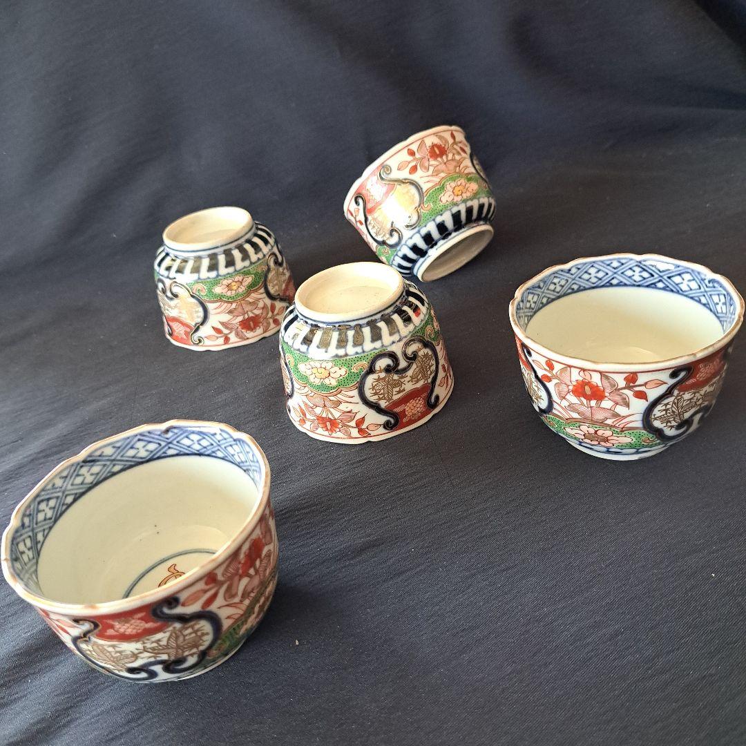 スマートな向付(むこうずけ)その② 直径7.5cm」古伊万里 3客セット