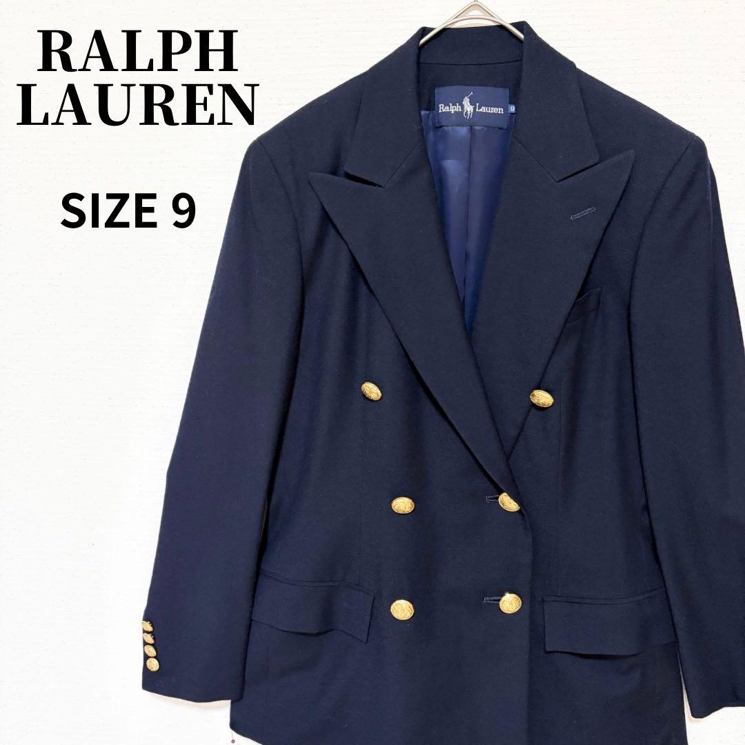 ✨美品✨高級感✨ラルフローレン 紺ブレ ダブルジャケット ブレザー 金