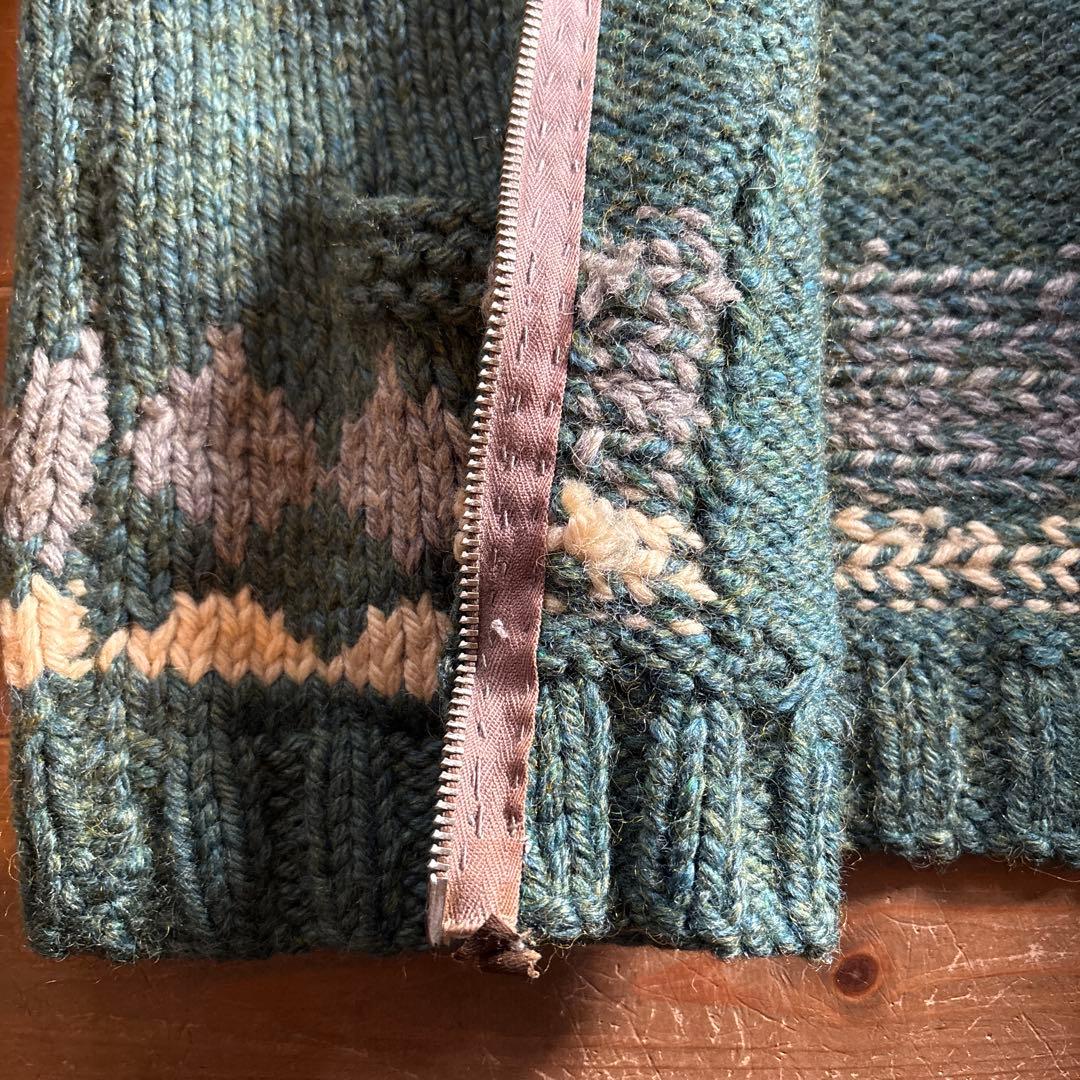 60sビンテージ】カウチンセーター 緑 メランジ アーガイル