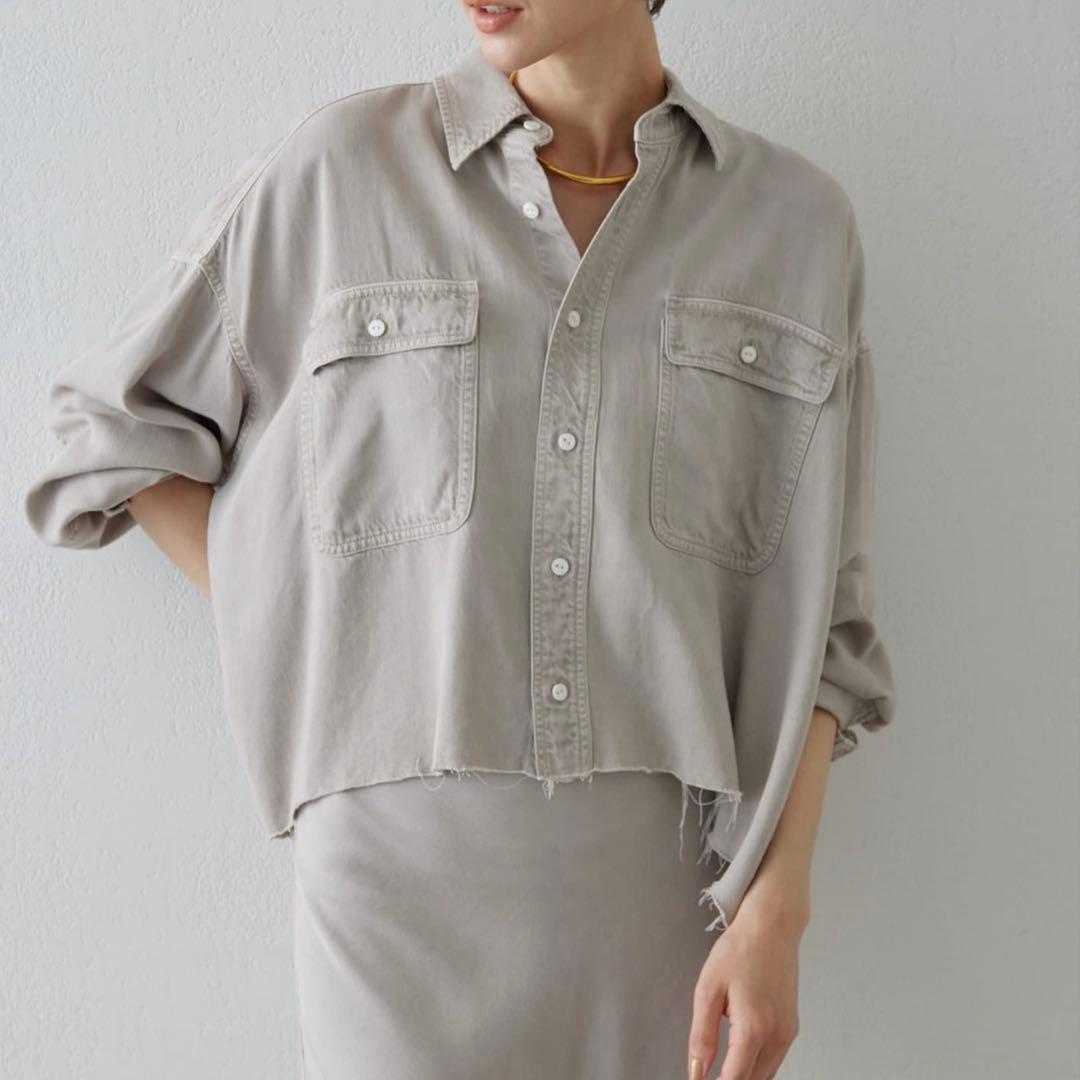 Whim Gazetteウィムガゼット テンセル（TM）繊維使用シャツ ベージュ