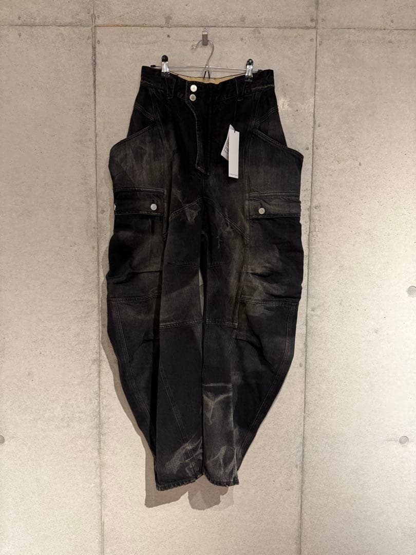 SUBLATIONS ブラック カーゴパンツ SUBLATIONS - 【25SS】ワッシャーナイロン ラフ カーゴ パンツ