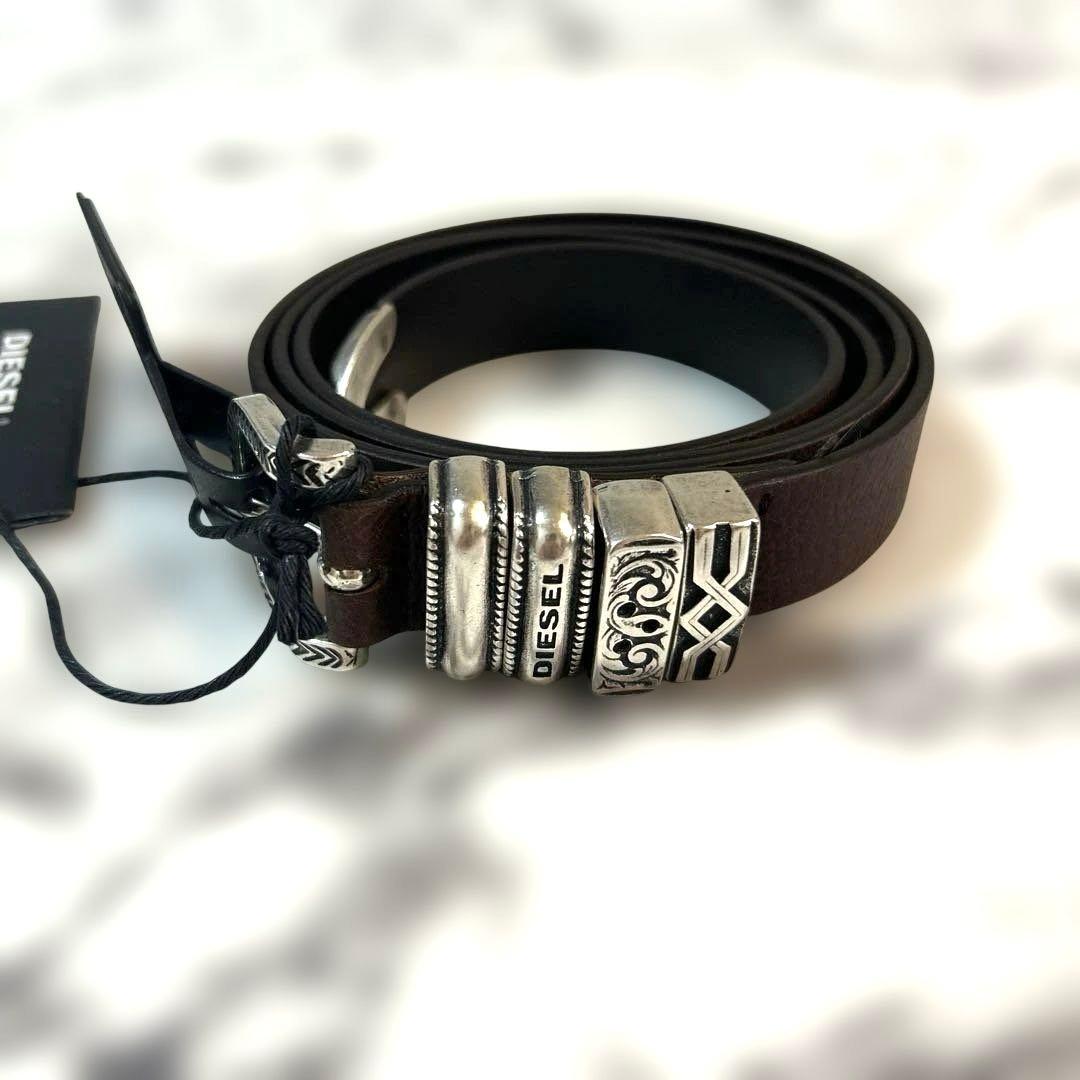 新品☆DIESEL ブラウンレザー ベルト　90センチ 送料込み ディーゼル ベルト 革 レザー ブラウン 90 - メルカリ
