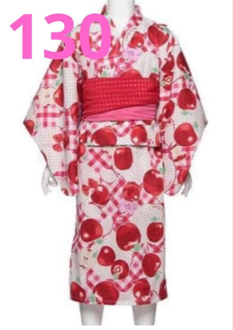 ぽよりん様専用【2回着用】130 浴衣 メゾピアノ りんご飴 - メルカリ