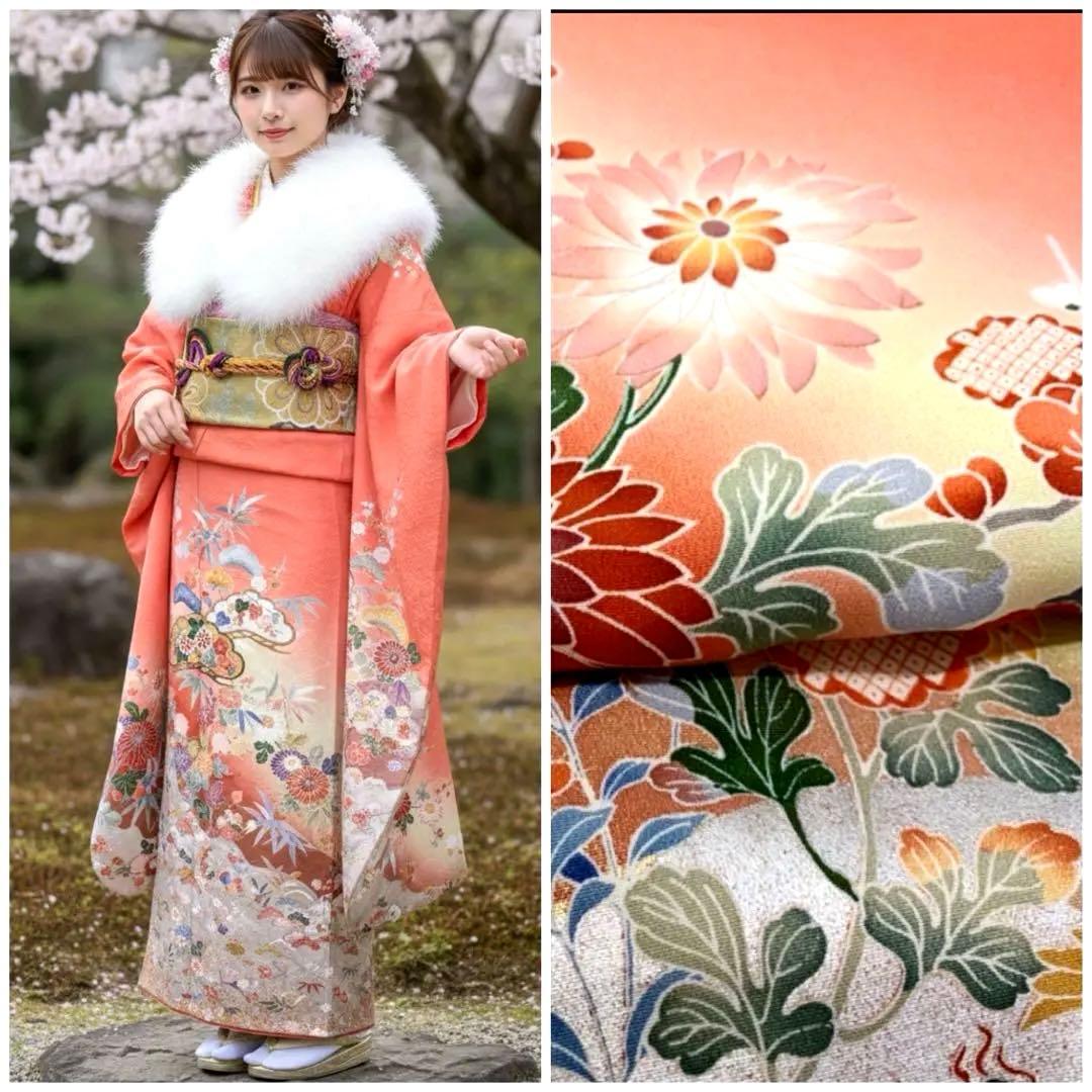 京友禅 幾久重袖 正絹 振袖 長襦袢 袋帯 3点セット - メルカリ