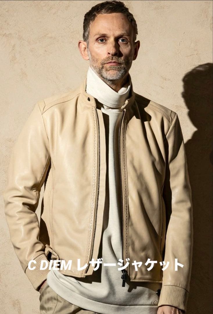セール中！　C DIEM(カルペディエム) ライダース　M ベージュ新品タグ付き C DIEM（カルペディエム） 革ジャン ライダース シングルライダース