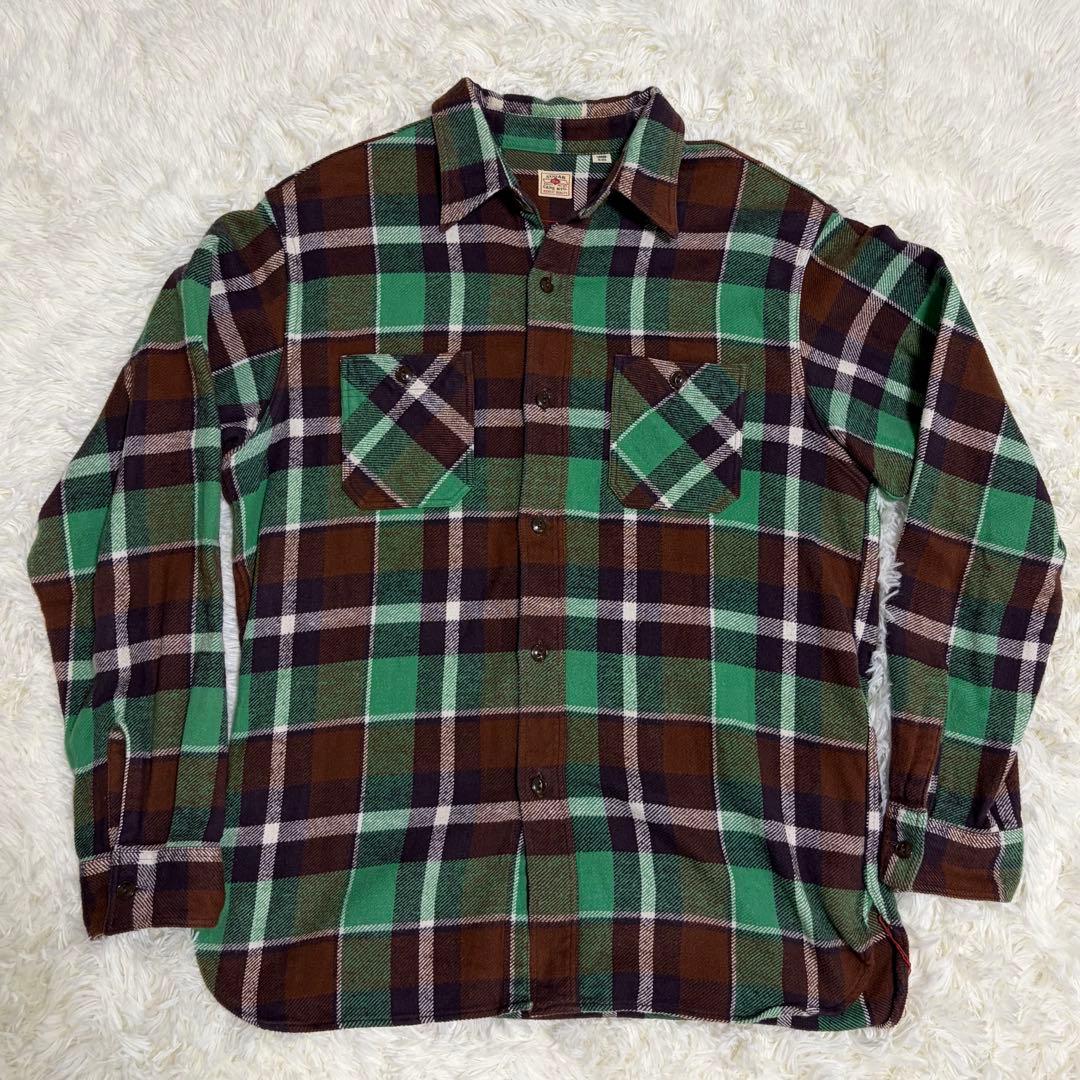 美品　SUGAR CANE 日本製 ネルシャツ L グリーン SUGAR CANE シュガーケーン ネルシャツ 2025秋冬 新作 SC29564 東洋